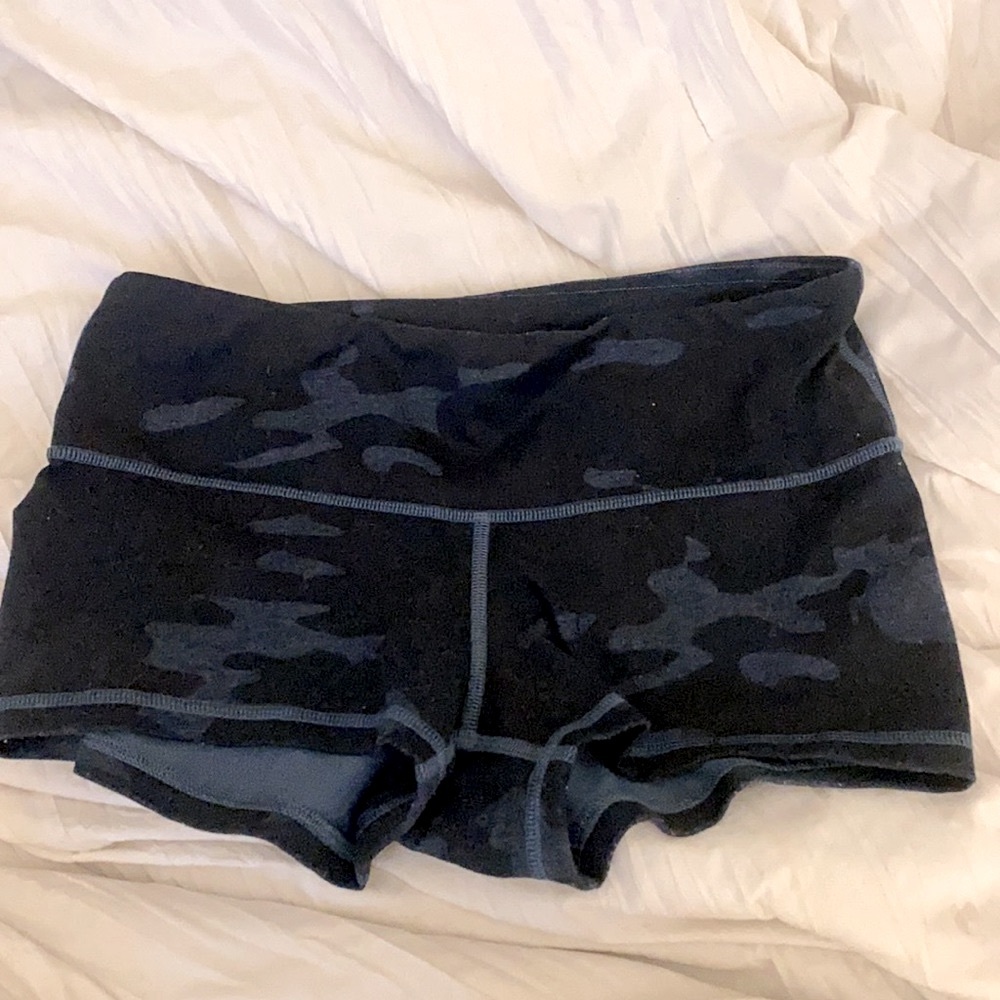 lululemon athletica Black and Blue Camo Athletic Shorts